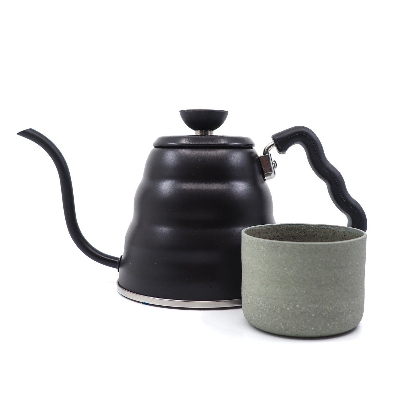 Matte-black-hario-gooseneck-kettle-ghost-ceramic-cup